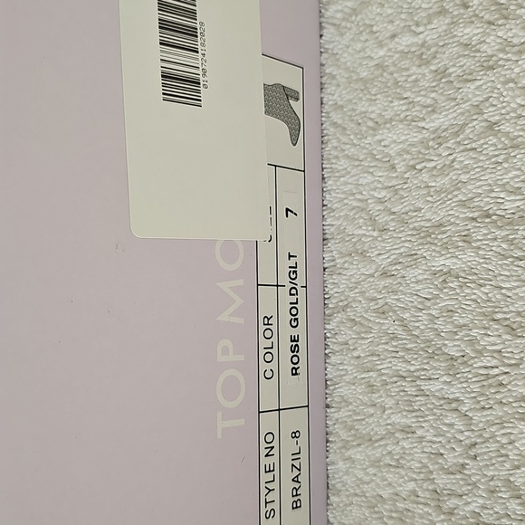 NIB TOP MODA SHOES Brazil Pointy Toe Boot Side Zip Rose Gold Glitter 3.5" Heel 7 - Picture 12 of 12